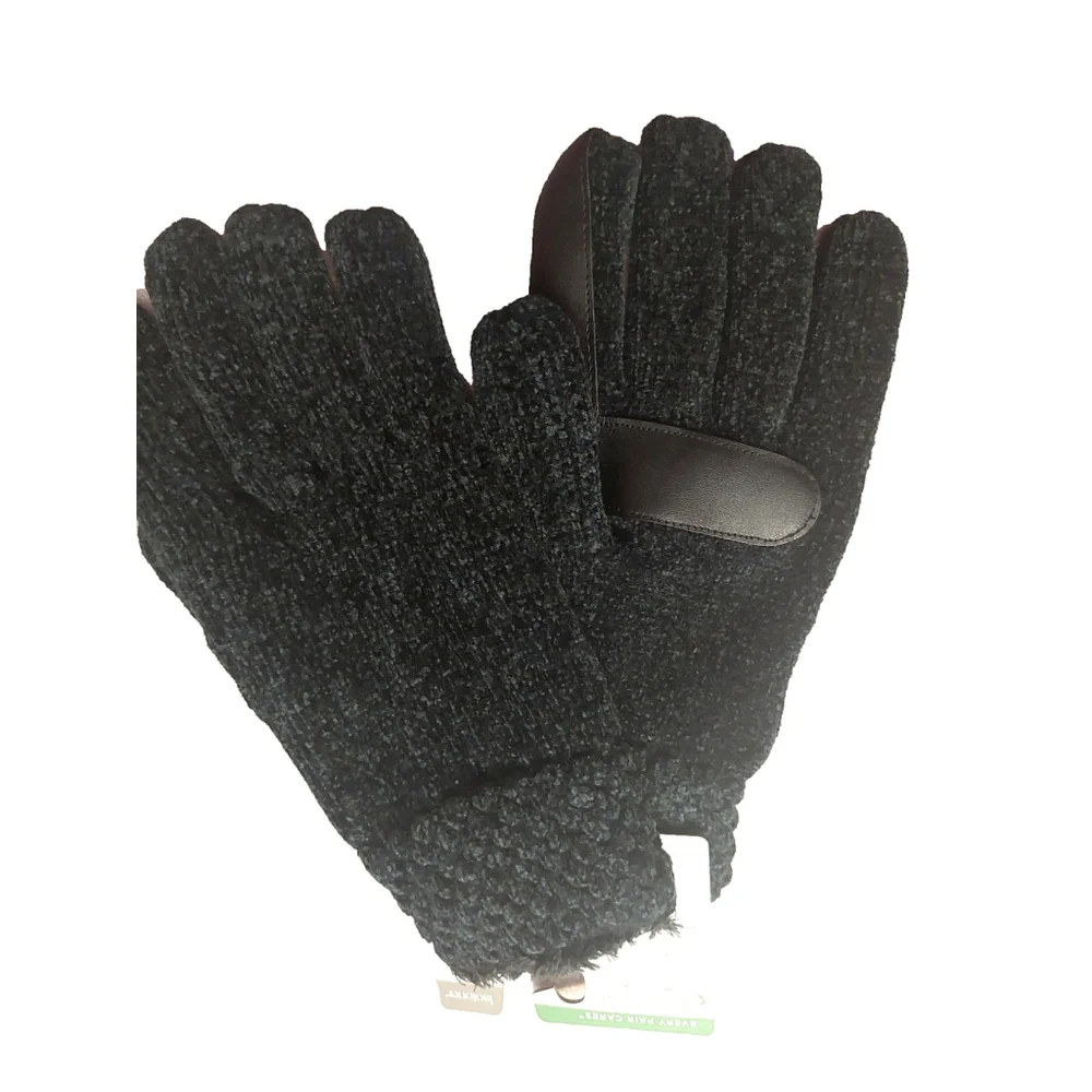 Isotoner Signature Black Chenille Cable-Knit Gloves Sz One Size NWT